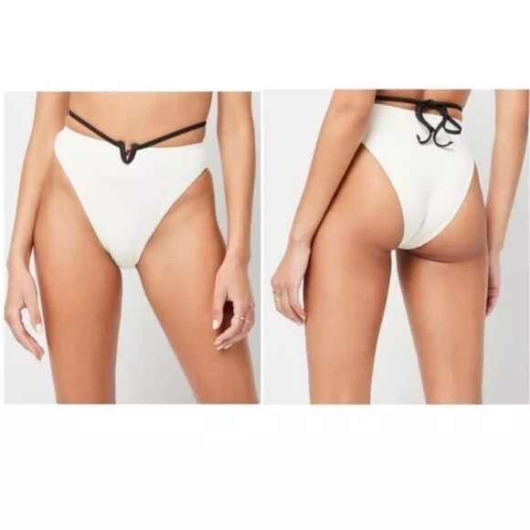 L*Space Joy Bitsy Bikini Bottom in Cream Black - L - Picture 2 of 7